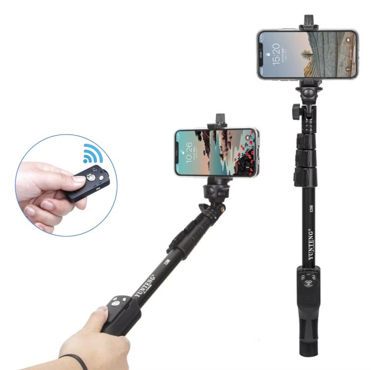 YUNTENG 1288 Adjustable 50 Inch Aluminum Alloy Selfie Stick With Bluetooth Remote Control For Smartphones & Cameras YUNTENG 1288 Adjustable 50 Inch Aluminum Alloy Selfie Stick With Bluetooth Remote Control For Smartphones & Cameras